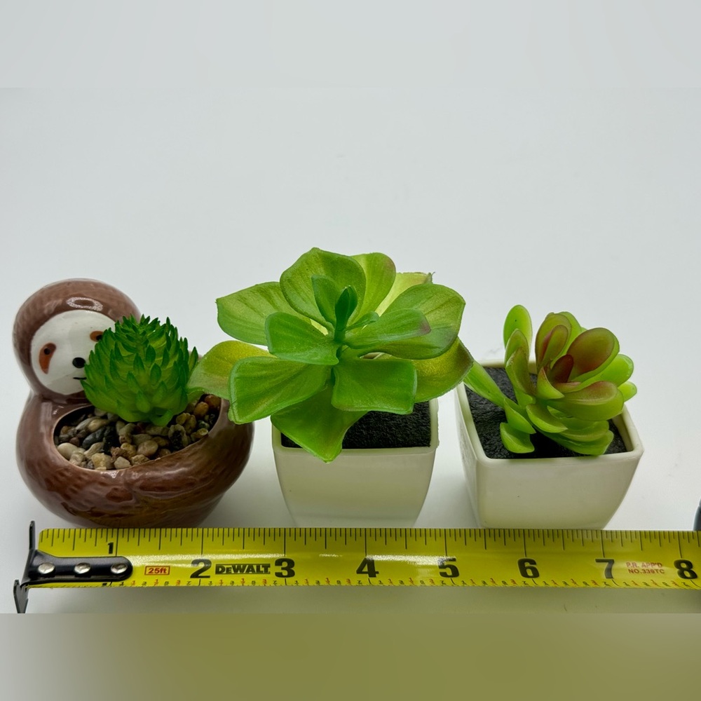 Mini Planters with Faux Succulents by Francesca White/Brown Sloth Ceramic